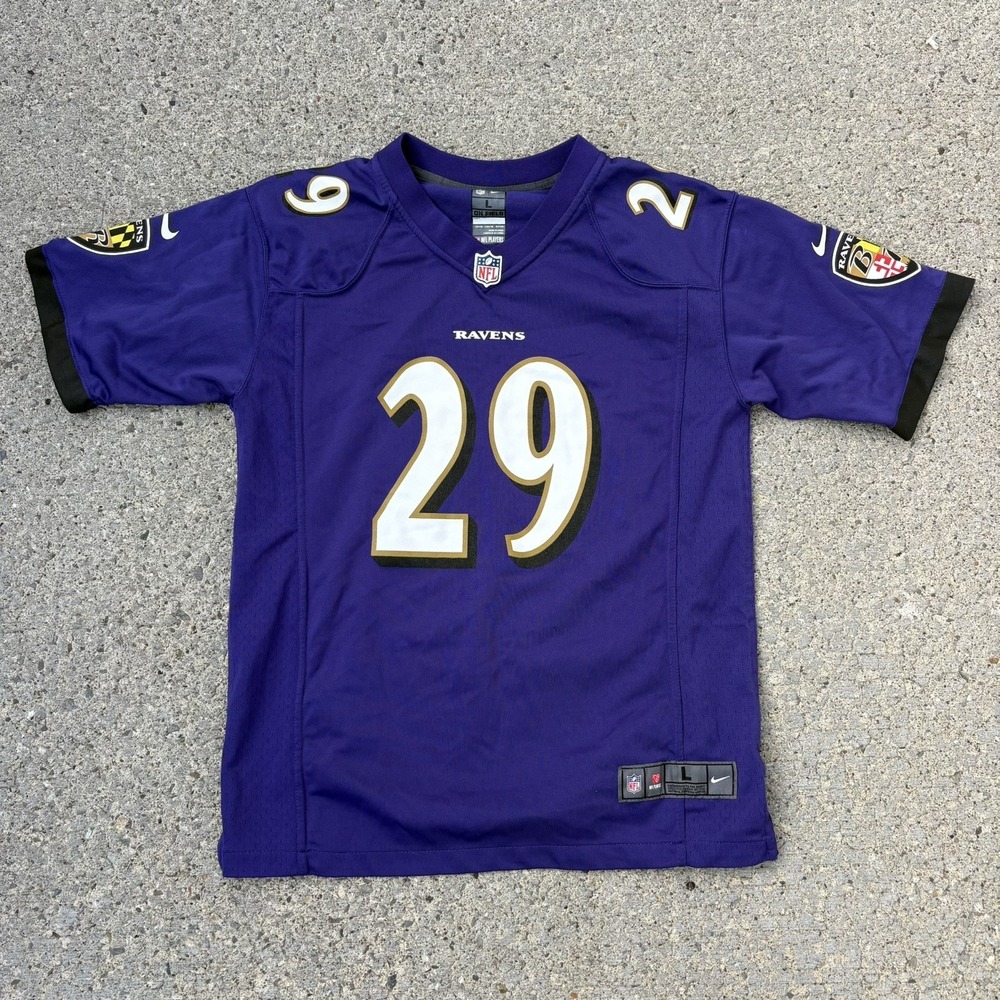 Nike NFL Baltimore Ravens Thomas#29 On-Field Purple Jersey Size YOUTH L